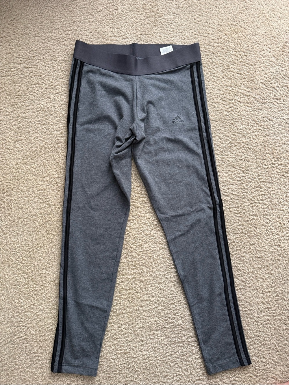 Adidas women’s grayAthletic Leggings with Black Stripes